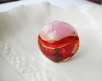 22mm Murano Glass Bicolor Lentil  Bead