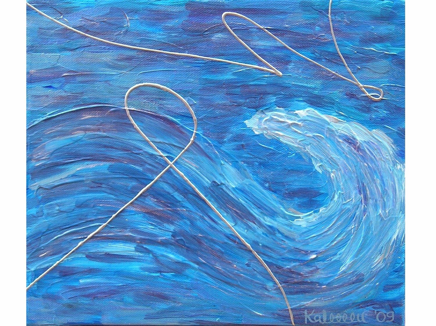 Swell ... painting, 11.8x9.8", 30x25 cm, acrylic, canvas, abstract, sea, ocean, wave, water, fantasy, original, decoration, wall art, ooak