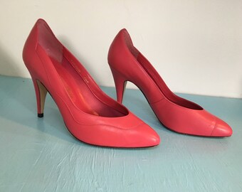 Vintage Sutton Plaza Heel, 80's, 90's, size 7.5, pink pumps, Free Shipping in June
