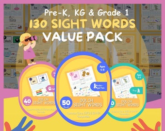 Sight Words Worksheets Value Pack for Pre-K, Kindergarten & Grade 1