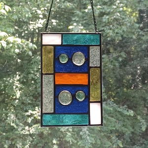 Real Stained Glass FLOATING DIAMOND Suncatchers, Yellow/Green or Blue/Yellow/Green, Ready to Hang, Great Gift for Friends, Family, Coworkers