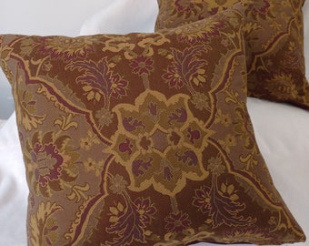 Robert Allen Traditional GARDEN TIMES Throw Pillow Set, Gold/Burgundy/Olive for Sofa, Chairs,  Living Room,  Den, Office.