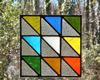 Real Stained Glass RAINBOW SPARKLE Suncatcher, Multicolor, Ready to Hang, Great for Gift for Dads, Moms, Teens