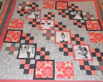 Custom Photo-Transfer Memory Quilts Handmade for Wedding, Baby, Anniversary Gifts