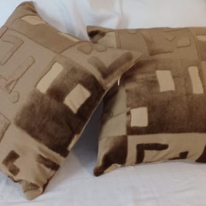 GEOMETRIC VELVET Throw Pillows Fabric by Beacon Hill in Sable Beige for Sofa, Chairs, Bed, Living Room, Bedroom, Den, Office