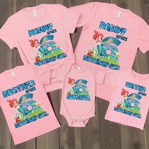 Personalized Little Mermaid 6th Birthday Family Shirts, Ariel Matching Party Tees image 5