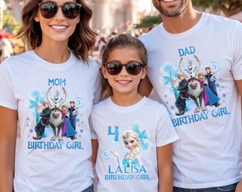 Custom Frozen Birthday Shirt, Elsa Birthday Girl Party Tee, Disney Family Vacation Shirts, Personalized Kids Birthday Outfit