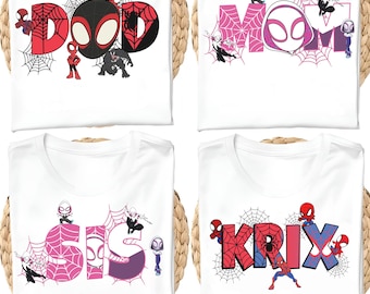Spiderman Family Shirt, Marvel Spidey Birthday Tee, Disney Superhero Party T-Shirt, Spin Mom Dad Gift, Ghost Spider Shweatshirt