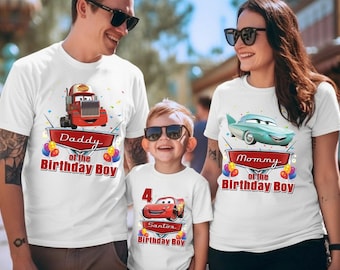 Custom Cars Birthday Shirts, Family Matching Birthday Crew Tees, Lightning McQueen Birthday Boy Shirt, Personalized Disney Vacation Outfits