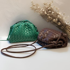 Handgewebte Qualität PU-Leder gewebt Tasche, Knödel Tasche, Make-up Tasche, Alltags-Einkaufstasche, gewebte Knotentasche, Vintage gewebte Tasche, Verkäufer-Tasche, verflochtene Tasche