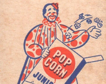 Vintage Popcorn Box Graphic...Americana Red & Blue Circus Clown Digital Download