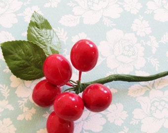 Styled Stock Photo Image...Vintage 1940s-1950s Millinery Red Cherry Cherries