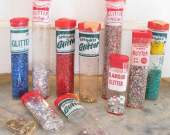 Styled Stock Photo Image...Vintage Glitter Package Packaging...Red, White, Blue, Silver, Gold, Green...Christmas / Patriotic 4th of July