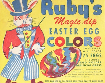 Vintage Packaging & Graphics...Old Ruby's Magic Dip Easter Egg Coloring Package Box...Clipart Download Journal, Collage, Scrapbooking