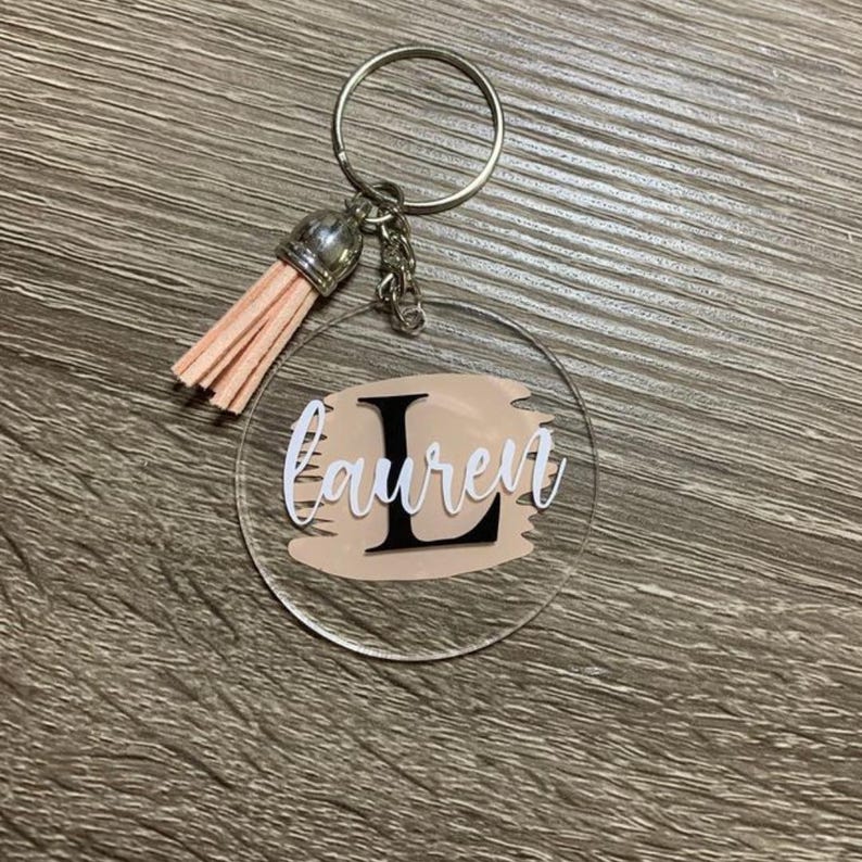 Personalized Acrylic Keychain With Tassel: Custom Name Initial Gift - Etsy