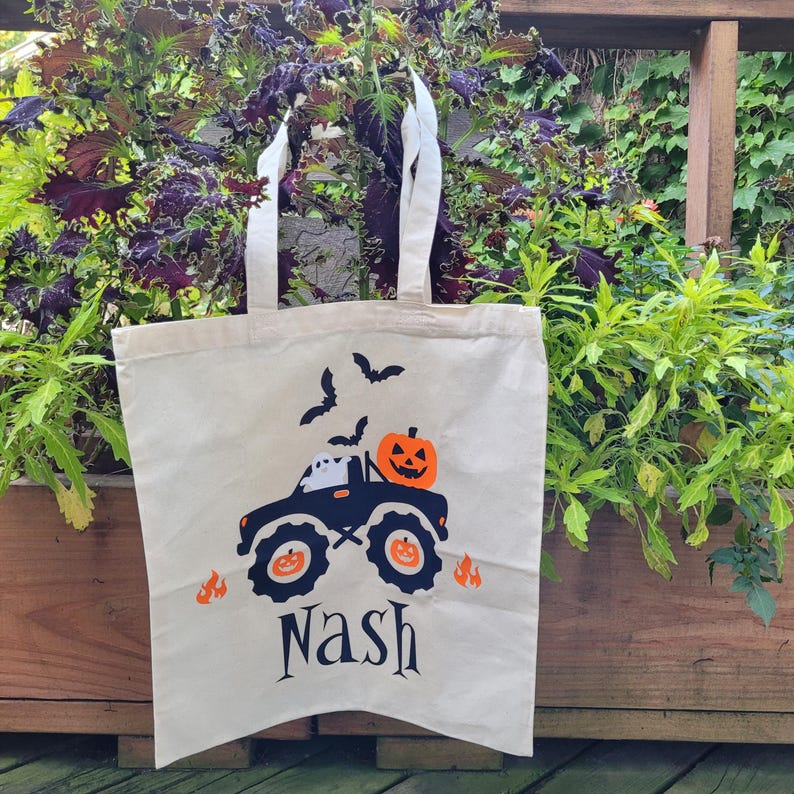 Halloween Monster Truck Tote Bag Personalized Trick or Treat Bag ...