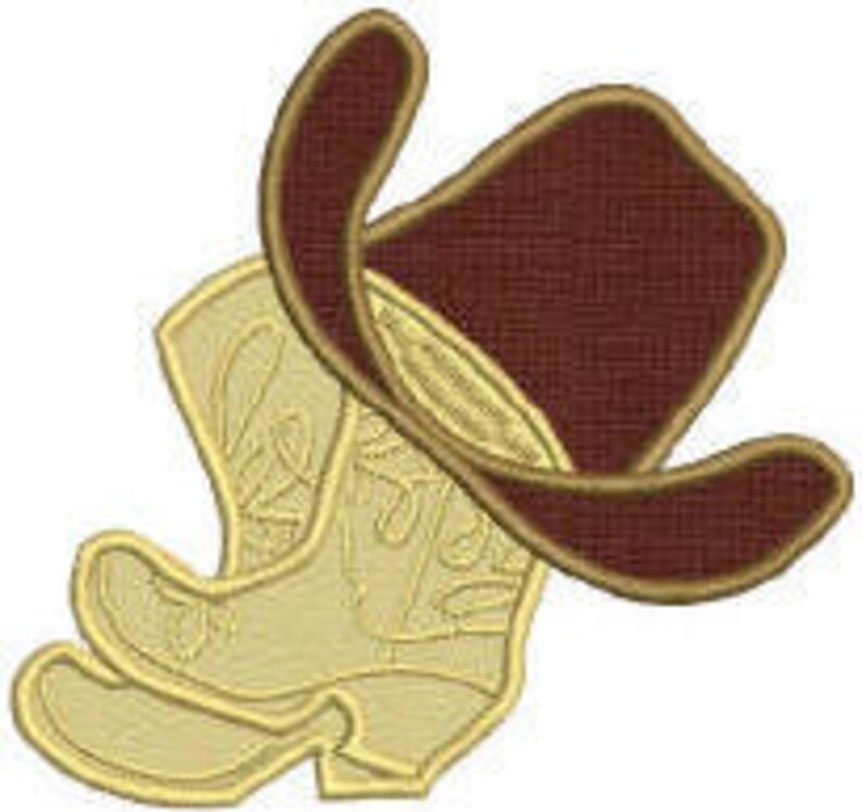 Western Cowboy Boots and Hat Applique Embroidery Design .dst Etsy
