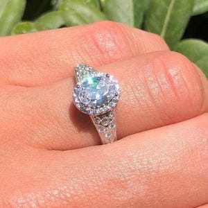 Vintage Style Oval Bridal Ring Engagement Wedding Band Ring Solid Oval Shape Band Ring Simulated CZ 925 Sterling Silver 10mm