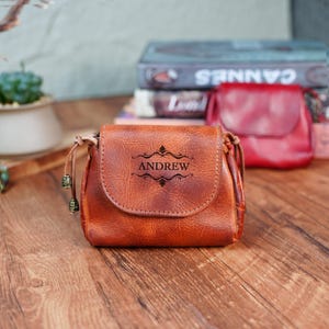 Personalized Leather Rosary Pouch, Vegetable-tanned leather Coin Purse, 1st Communion, Confirmation Gift, Gift for Catholics, Gift for Mom