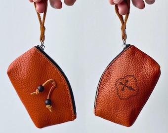 Personalized Leather Rosary Pouch with Zipper, Genuine Leather Rosary Beads Bag, Rosary Holder, Confirmation, Catholic, First Communion Gift