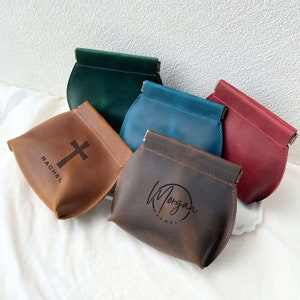 Borsa per rosario in pelle personalizzata, astuccio per rosario in pelle, astuccio per monete con croce, regali religiosi, regali per la cresima, regali per la prima comunione