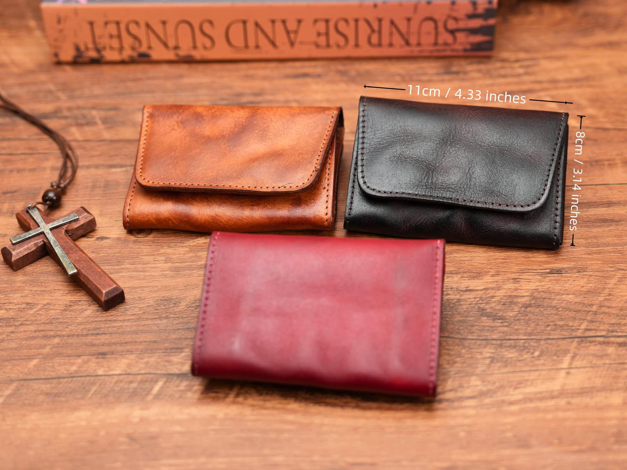 Personalized Leather Rosary Pouch & Coin Purse, Credit Card Holder, Cowhide Coin Purse, 1st Communion, Confirmation Gift, Gift for Catholics