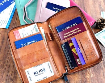 Personalisierte Leder Familien Reisepass Brieftasche mit 5 Pass Inhaber, Familien Passport Organizer, Passport Cover, Geschenk für Mutter / Frau