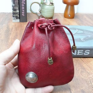 Portarosario in pelle personalizzato, borsa con coulisse in pelle, portamonete vintage, regali religiosi, regali per la cresima, regali per la prima comunione