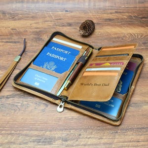 Carteira de passaporte de viagem familiar personalizada, porta-passaporte de couro grande personalizado, carteira de viagem grande com 4 porta-passaportes, presente para ele