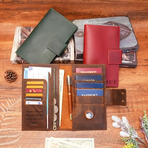 Funda de pasaporte de cuero personalizada, billetera de viaje familiar personalizada para 4 personas, funda de pasaporte hecha a mano con etiqueta de aire, regalo de viaje familiar