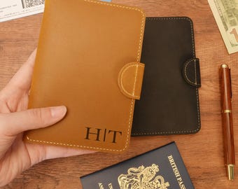 Custom Leather Travel Wallet, Personalized Leather Passport Holder, AirTag Passport Case, Travel Document Organizer, Travel Gift for Dad
