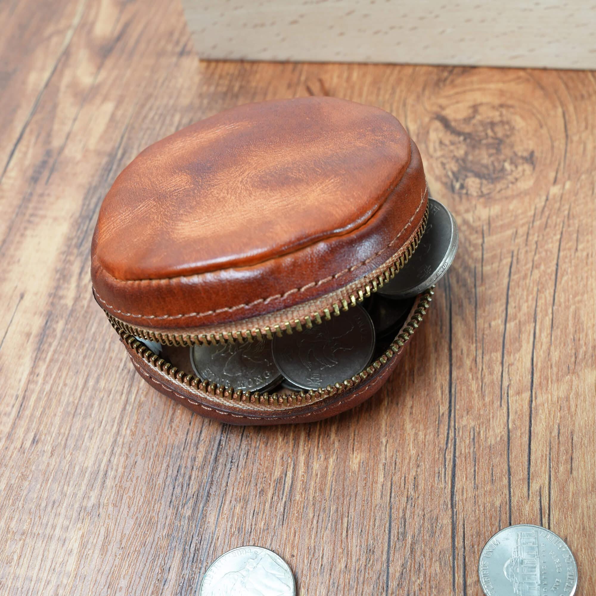Personalized Leather Rosary Pouch, Handmade Cowhide Coin Purse with Zipper, 1st Communion, Confirmation Gift, Gift for Her, Headphone Purse