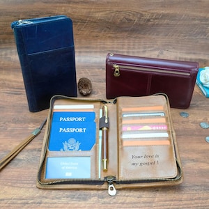 Cartera de pasaporte de viaje familiar personalizada, porta pasaporte grande de cuero personalizado, billetera de viaje para pasaporte con 4 porta pasaportes