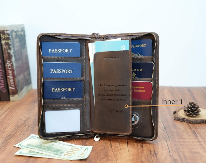 Custom Family Passport Holder, Personalized Leather Passport Wallet, Passport Travel Wallet with 6, Family Travel Gift, Gifts for boyfriend