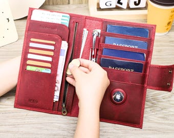 Porta pasaporte de cuero personalizado con Airtag, billetera de viaje familiar personalizada para 4 personas, funda para pasaporte, regalo de graduación, regalo del Día del Padre