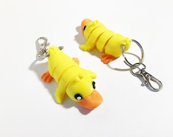 Custom Color Articulated Duck  Keychain, 3D Printed, Flexible & Fun! Duck fidget toy, Sensory Stress-Relief Toys.