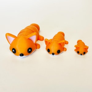 Bulk Articulated Fox animals fidget toy 3 sizes Sensory Stress-Relief Toys Tiny Animals collectibles, fidget articulated animals party favor