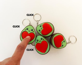 Avocado Heart Clicker Fidget Keychain