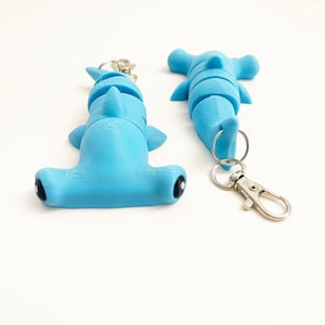 Custom Color Articulated Hammerhead shark  Keychain, 3D Printed, Flexible & Fun! Shark fidget toy, Sensory Stress-Relief Toys.