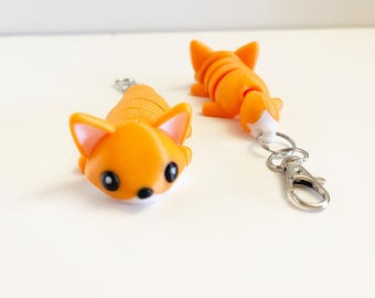 Articulated Fox Keychain – 3D Printed, Flexible & Fun!  Orange Fox fidget toy, Sensory Stress-Relief Toys.