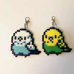 Budgie Perler Beads Keychain, Australian Parakeet Keychain, Birds Key ring, Cute Gift, bird keychain, pixel keychain