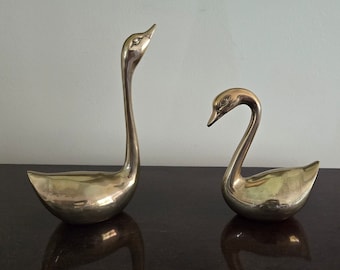 Brass Swans Pair Antique