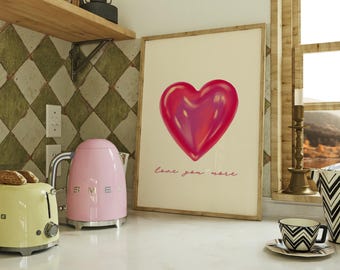 Love You More Heart Print: Modern Minimalist Mystic Heart Decor Home (Digital Download)