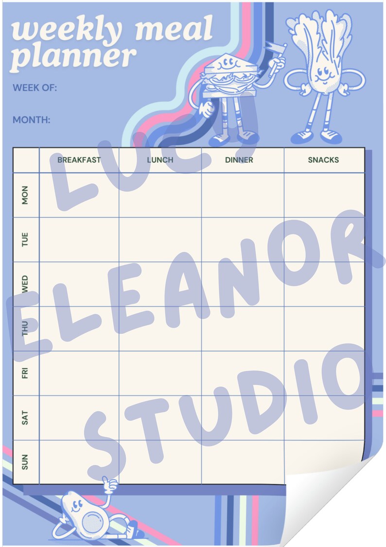 Printable Weekly Meal Planner Template Digital Meal Planning Organizer ...