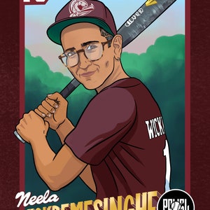 Novo! Comissão de retratos: retrato de cartão de beisebol vintage