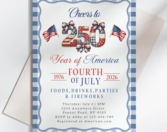America 4th of July Party Invitation Template American Flag Invite Patriotic 250th Anniversary Celebration Invite America Independence Day
