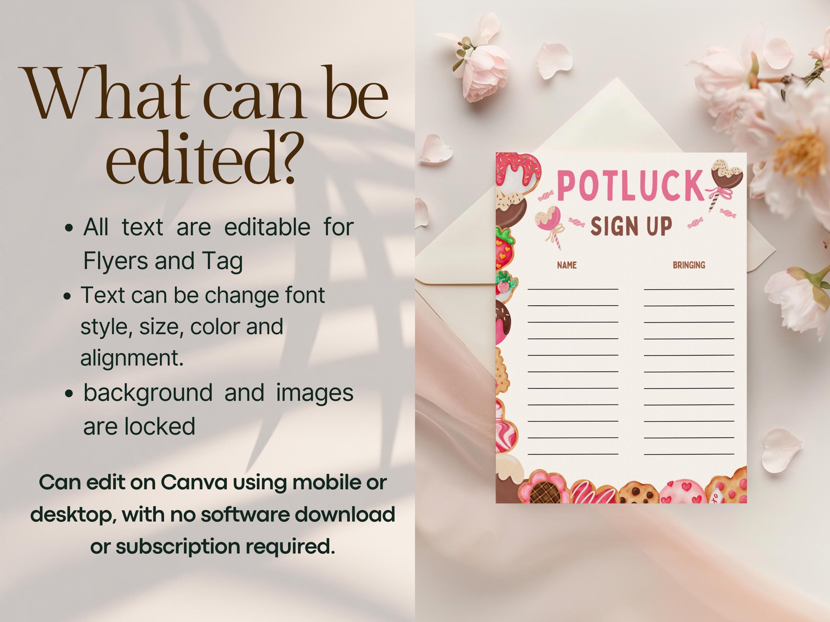 Valentines Day Potluck Flyer Template Editable Office Potluck Flyer ...