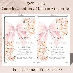 Rosa Baby in Bloom babyshowerinbjudan Redigerbar Baby in Bloom-inbjudan för bohemisk babyshower med vildblomma, vårmall för Canva bild 8