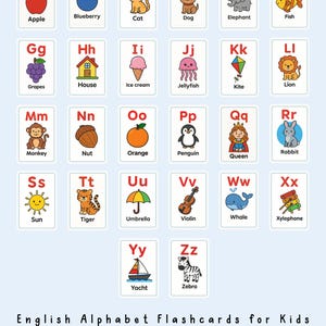English Alphabet Flashcards, Preschool Materials, Homeschool Printables, Decor, Montessori Materials, English Learning, DIGITAL DOWNLOAD