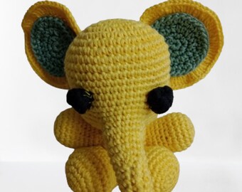 Crochet Animals Elephants, Cute Yellow Elephant, Handmade Toys, Amigurumi